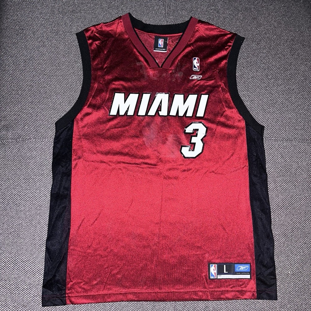 Vintage Y2K Miami Heat NBA DaWayne Wade Reebok Red Basketball Jersey Mens Large